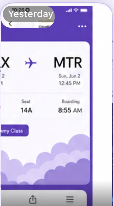 Digital boarding pass screenshot